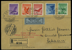 Flugpost 1934, kpl. Serie auf Luftpost-R-Brief > Erster Postflug ...